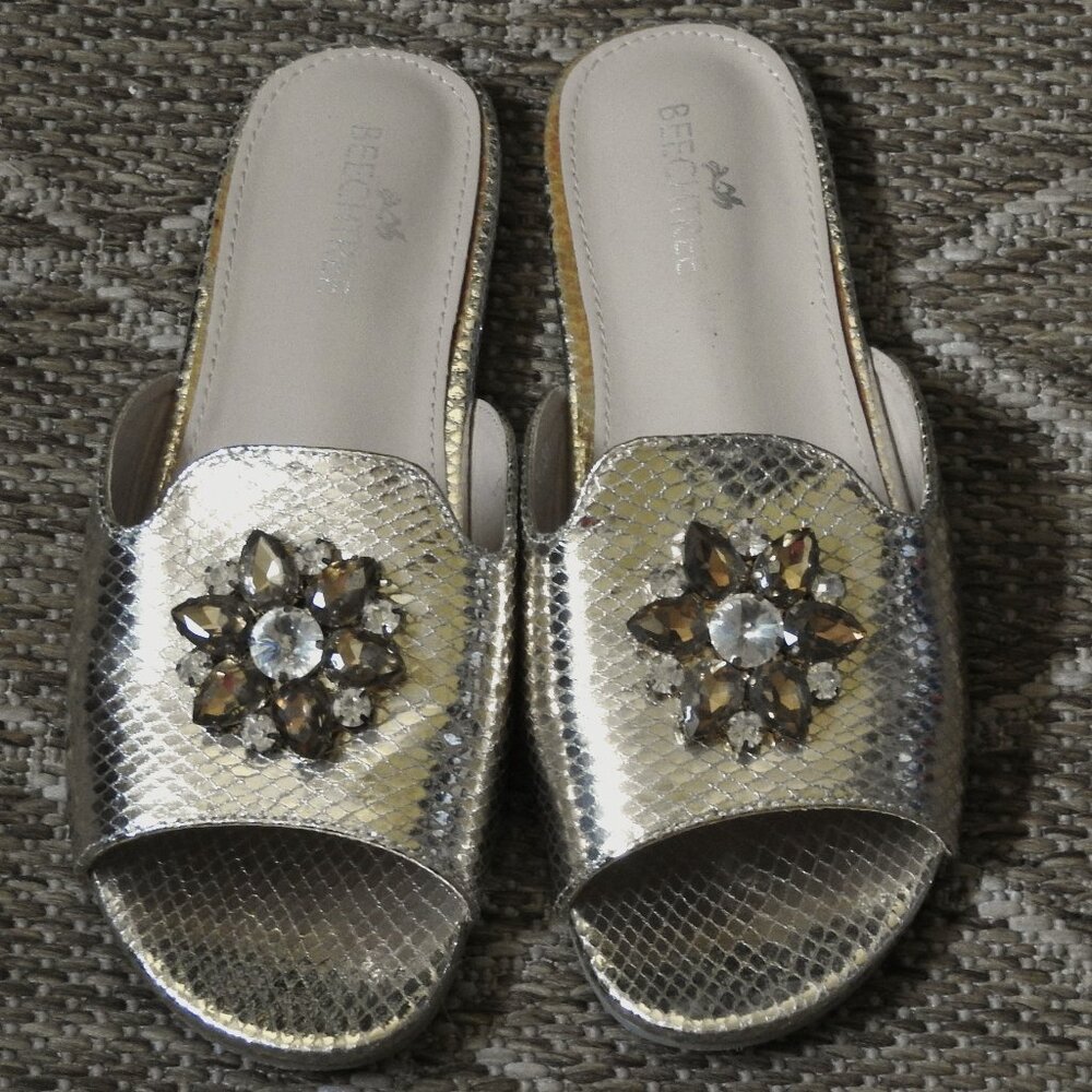 Beechtree Gold Embellished Slides, Size 39